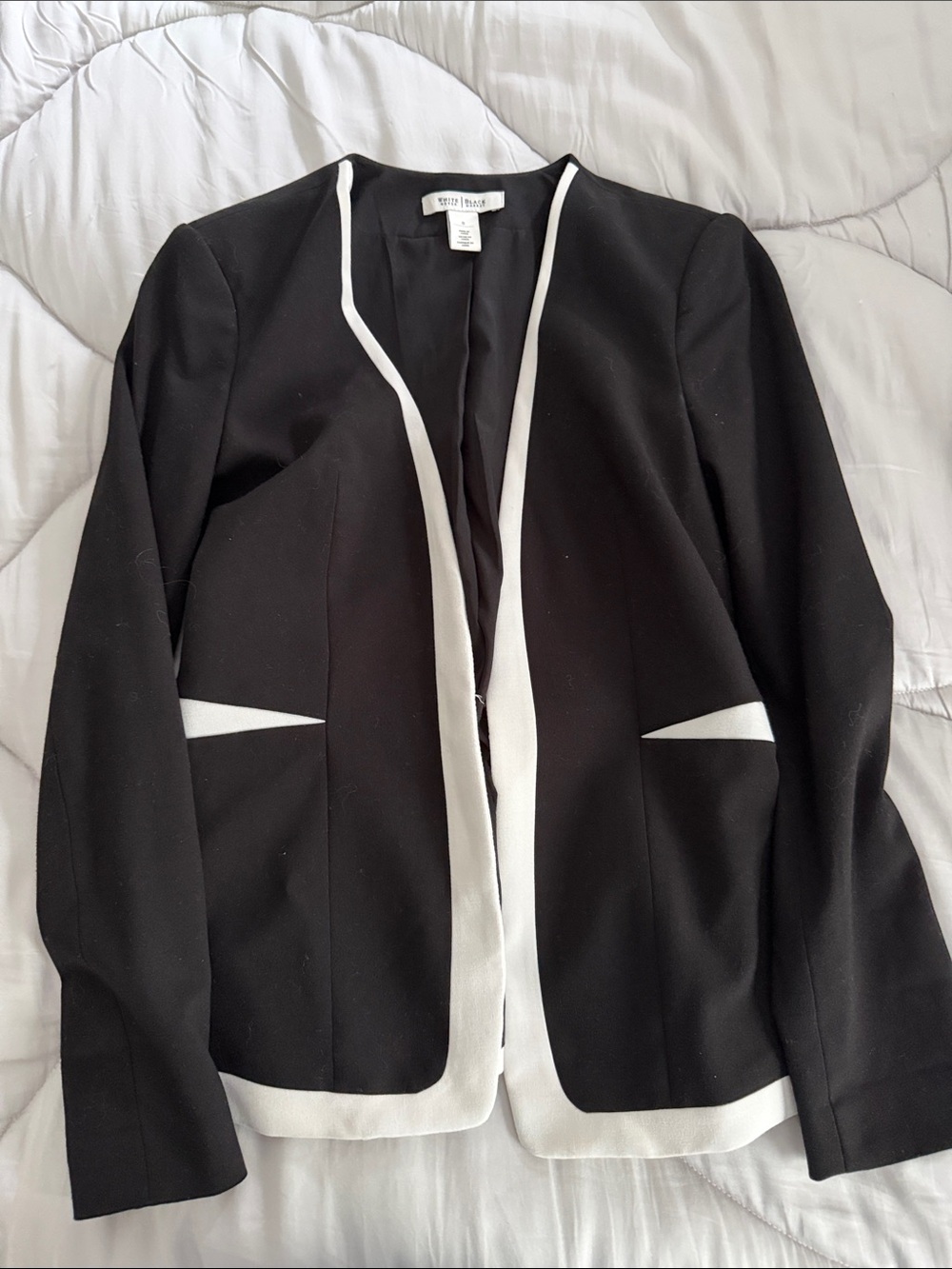 White House Black Market Black Blazer with White Trim Accents